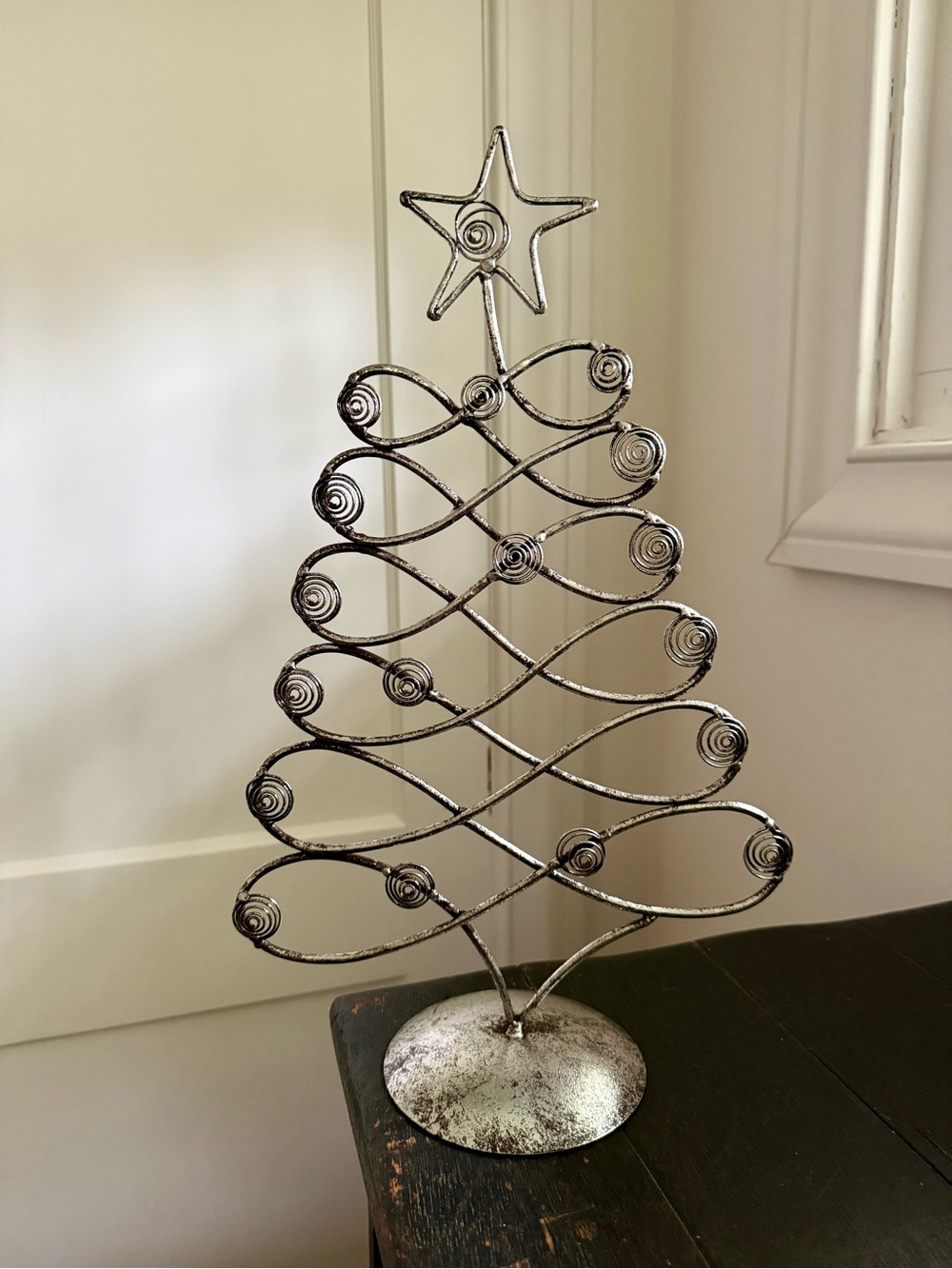 Silver Christmas Tree Holiday Decor Card Holder